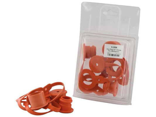 Orange PVC Dust Cap 1/2" Male/Female - Pack of 4 - Fits Various Applications