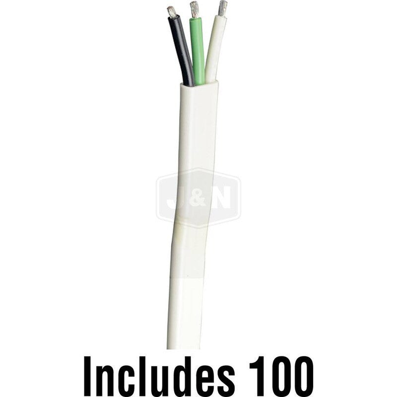 10GA Jacketed Triplex Wire 3WIR Marine 100ft PVC Black/Green/White