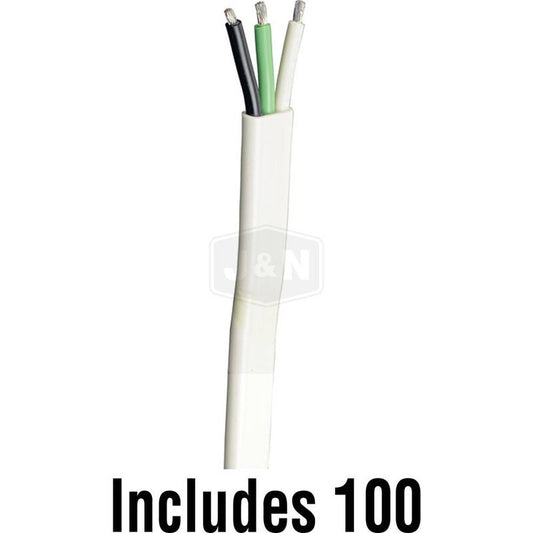 10GA Jacketed Triplex Wire 3WIR Marine 100ft PVC Black/Green/White
