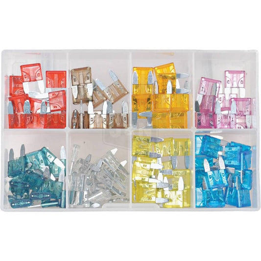 Bladed Fuse Assortment Kit - 100 Piece Mini Set with Various Amperages
