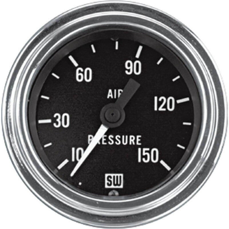 Air Pressure Gauge 10-150 PSI 2 1/16" Chrome Bezel Black Face Lighted