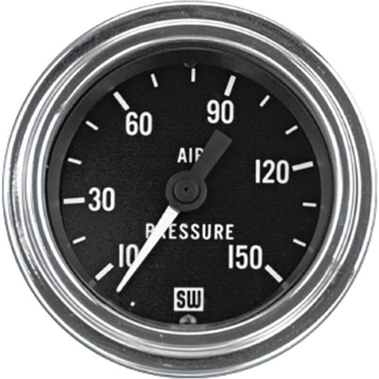 Air Pressure Gauge 10-150 PSI 2 1/16" Chrome Bezel Black Face Lighted