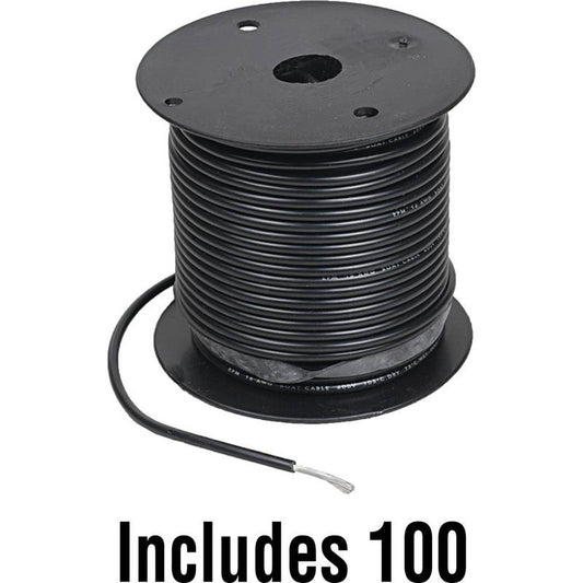 10GA Marine Primary Wire 100' Black Tinned PVC Cable, Meets DOT Specs