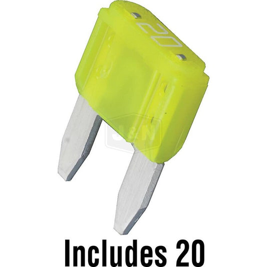 Bladed Fuse 20A 6-36V ATM Series Yellow Plastic Body - Boxed