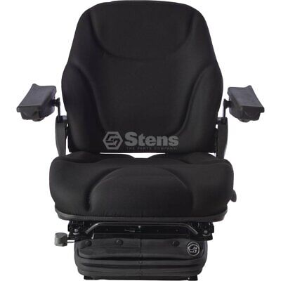 Adjustable Pneumatic Suspension Seat - Black Cloth, Lumbar Support, 110-290 lbs