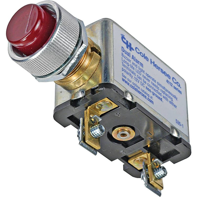 Dual Alarm 12V Warning Alarm with Red Pilot Light & Easy Replacement Bulb
