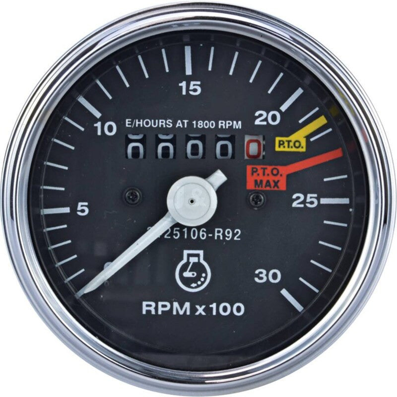 Tachometer/Hourmeter 0-3000 RPM Black Face Chrome Bezel for Various Models