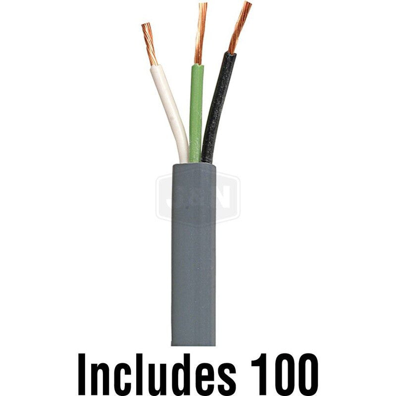 10GA Jacketed Triplex Wire 100ft - Black/Green/White - PVC Insulation