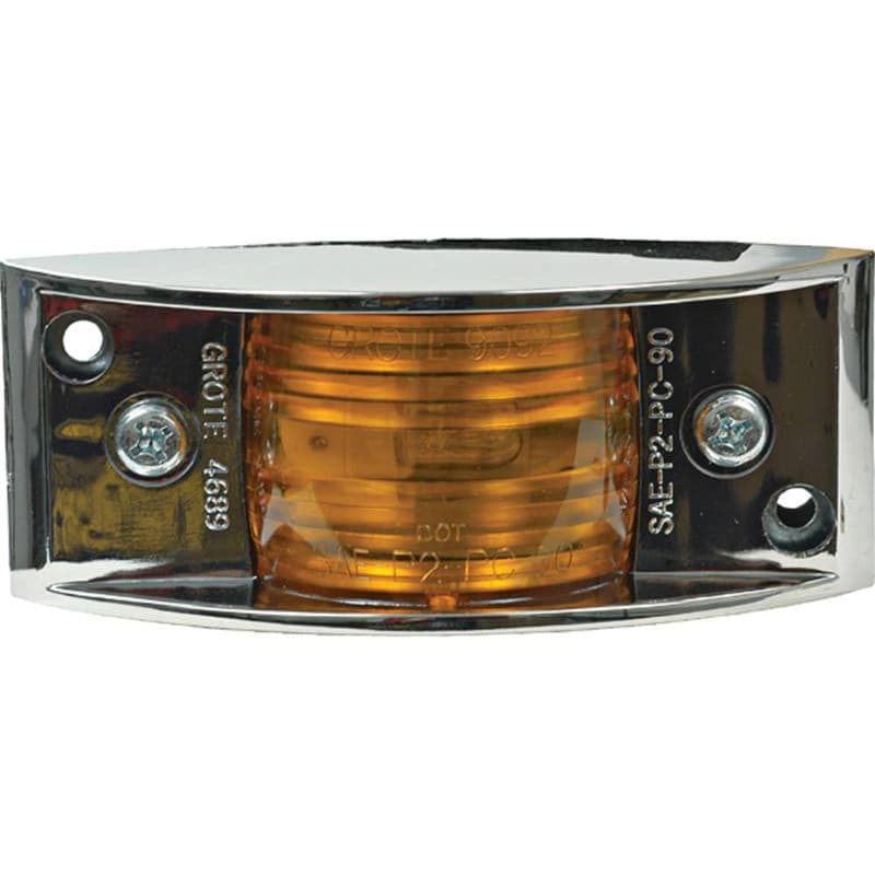 Amber Clearance Marker Light, Rectangular, 12V, Chrome Housing, 4.75" x 2"